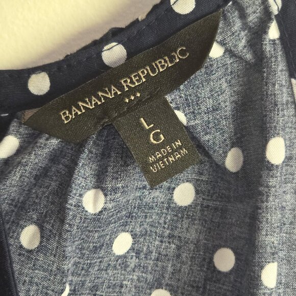 Banana Republic Navy Polka Dot Sleeveless Dress – Women’s Large - Picture 5 of 6